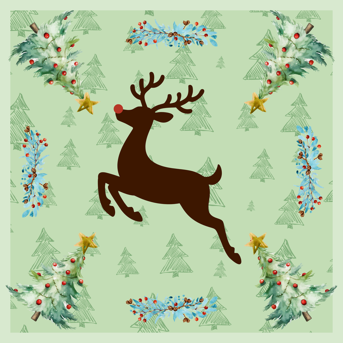 Reindeer Christmas Neoprene Mahjong Mat