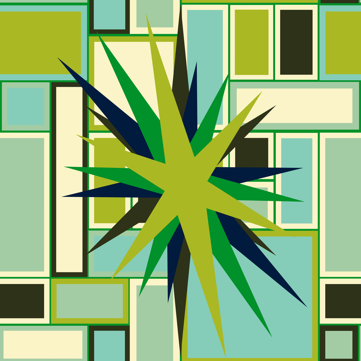 Retro Palm Burst Mahjong Mat