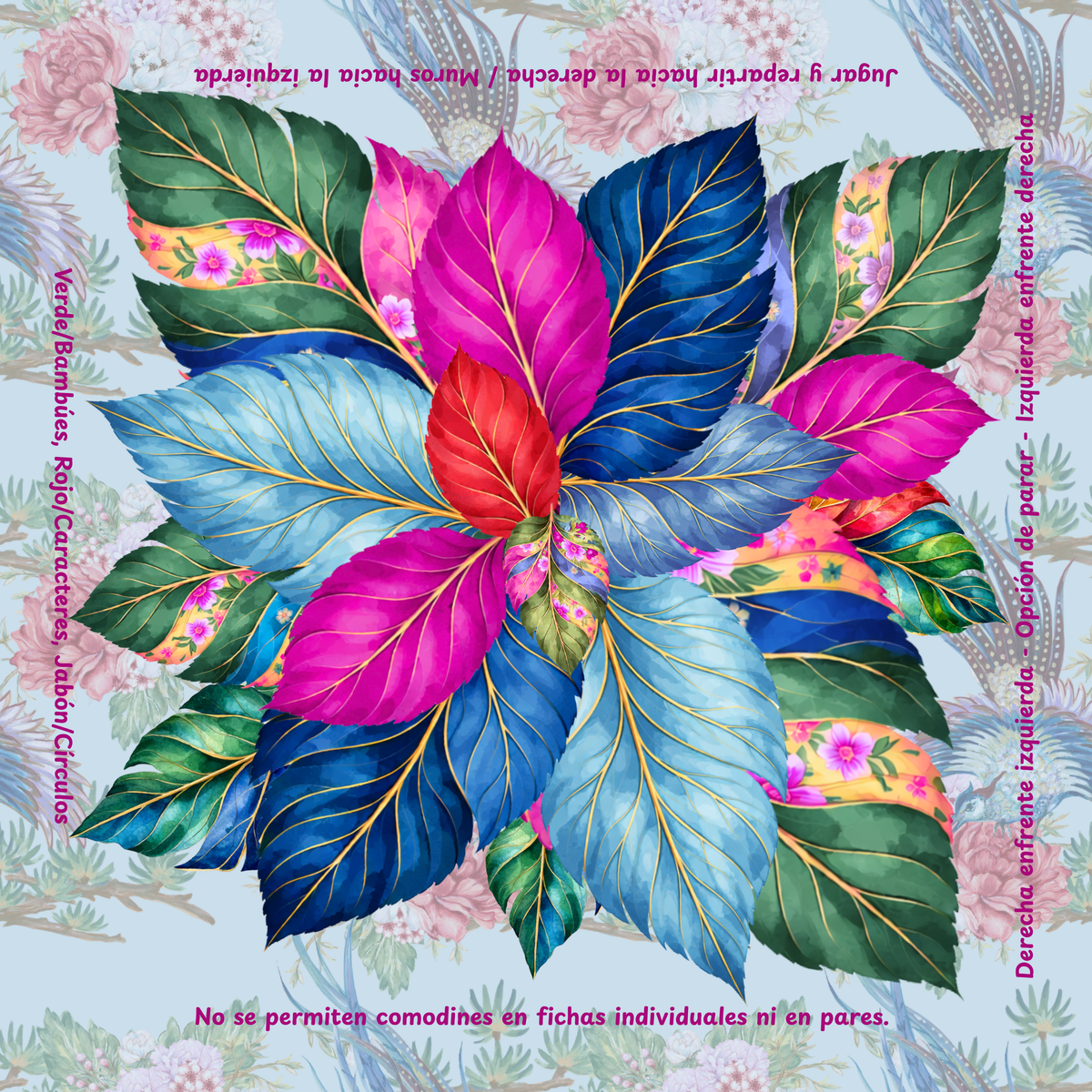 Tobacco Leaves Blue Spanish Directions Neoprene Mahjong Mat