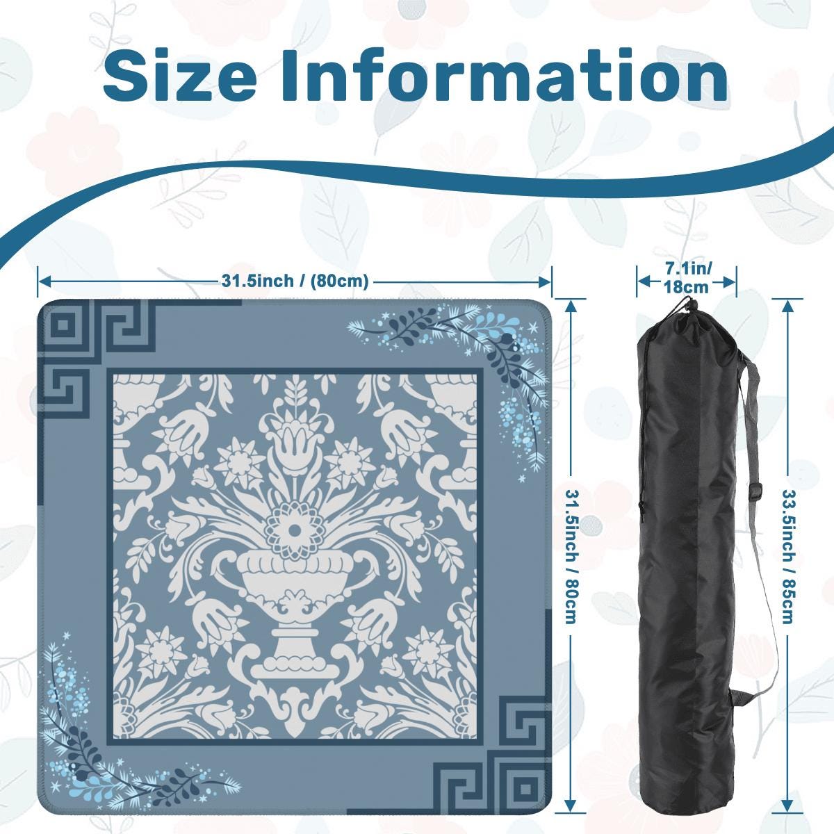 Blue and Gray Calm Mahjong Mat: Mahj Game Tabletop (31.5-inch)