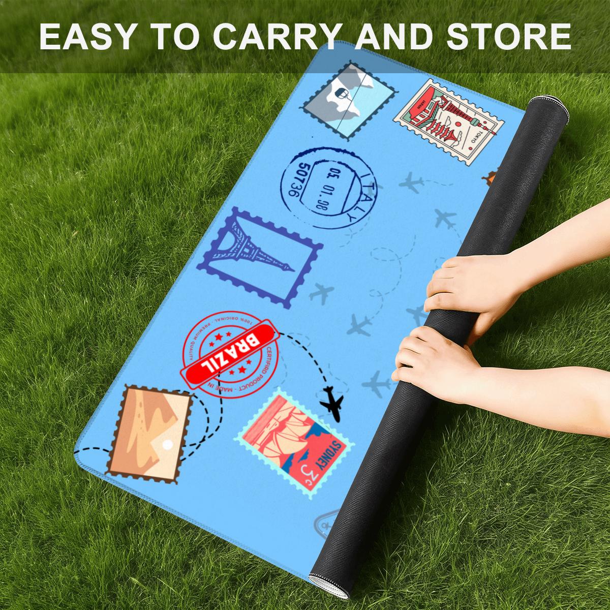 Travel Stamps Blue Travel Mahjong Mat: Mahj Travel-size  (20.95-inch)