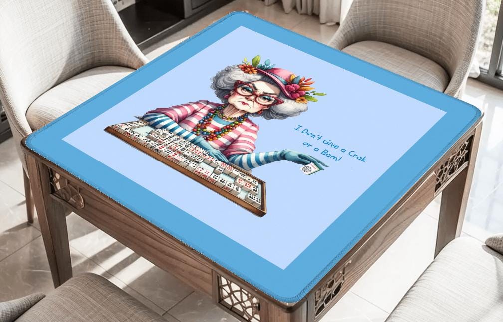 Old Lady Funny Mahjong Mat with Border
