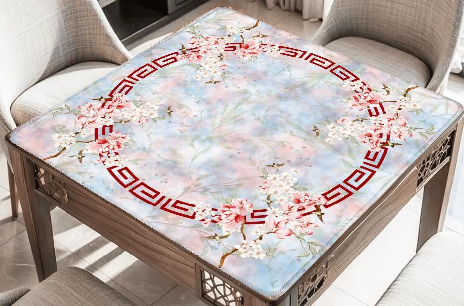 Birdie on a Branch Mahjong Mat: Mahj Game Tabletop (31.5-inch)