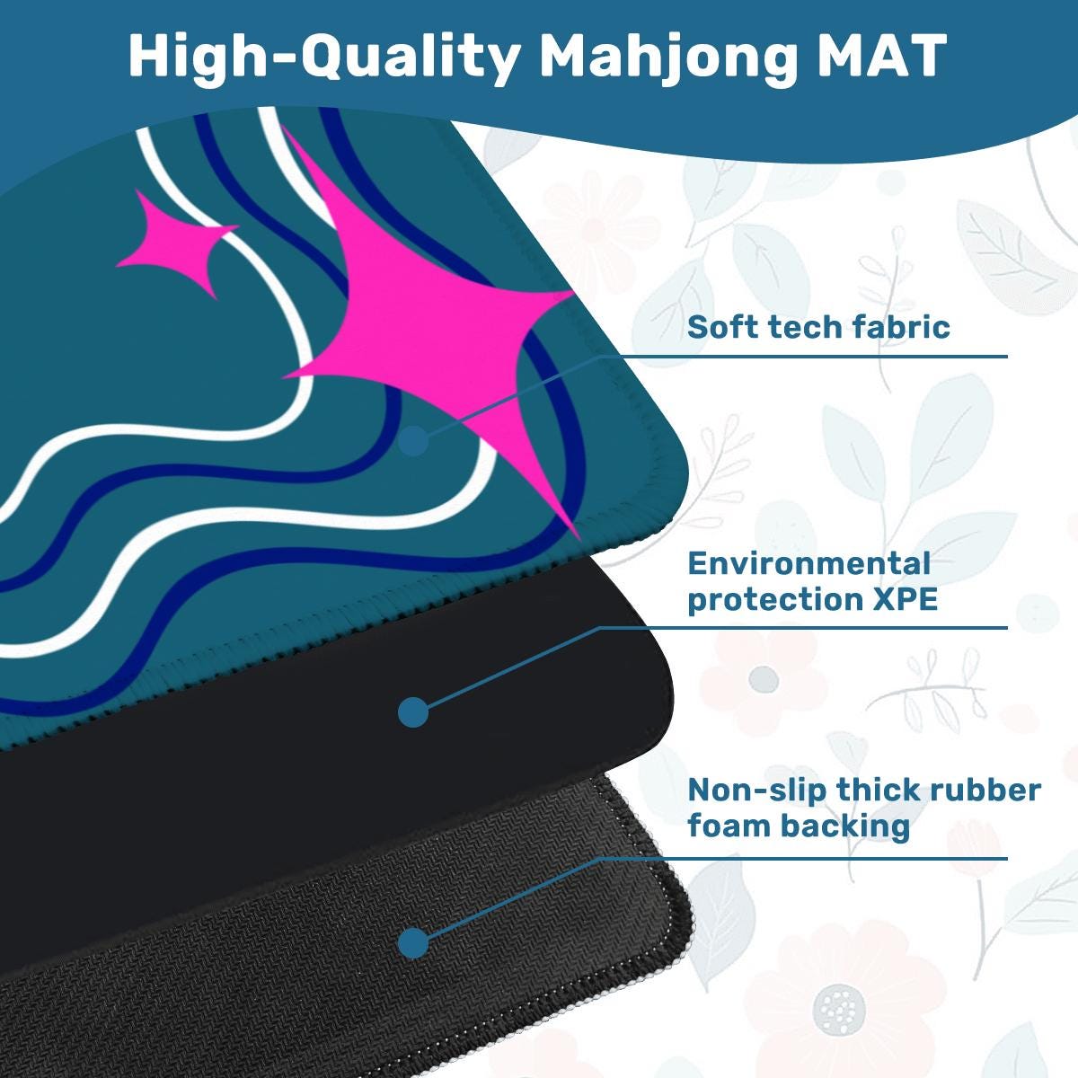 Teal and Navy Pop Mahjong Mat