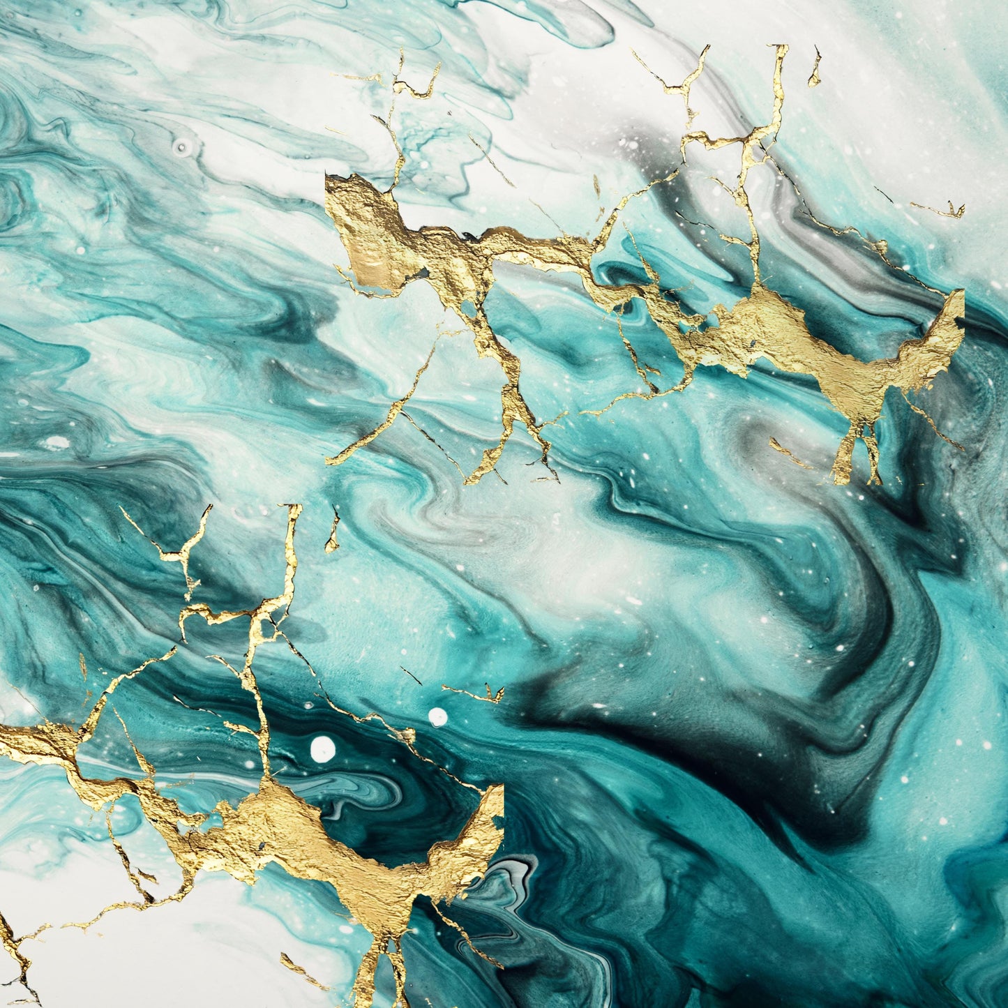 Teal Marble with Gold Splash Mahjong Mat