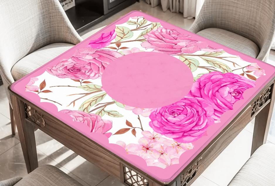 Dusty Rose Peonies Mahjong Mat