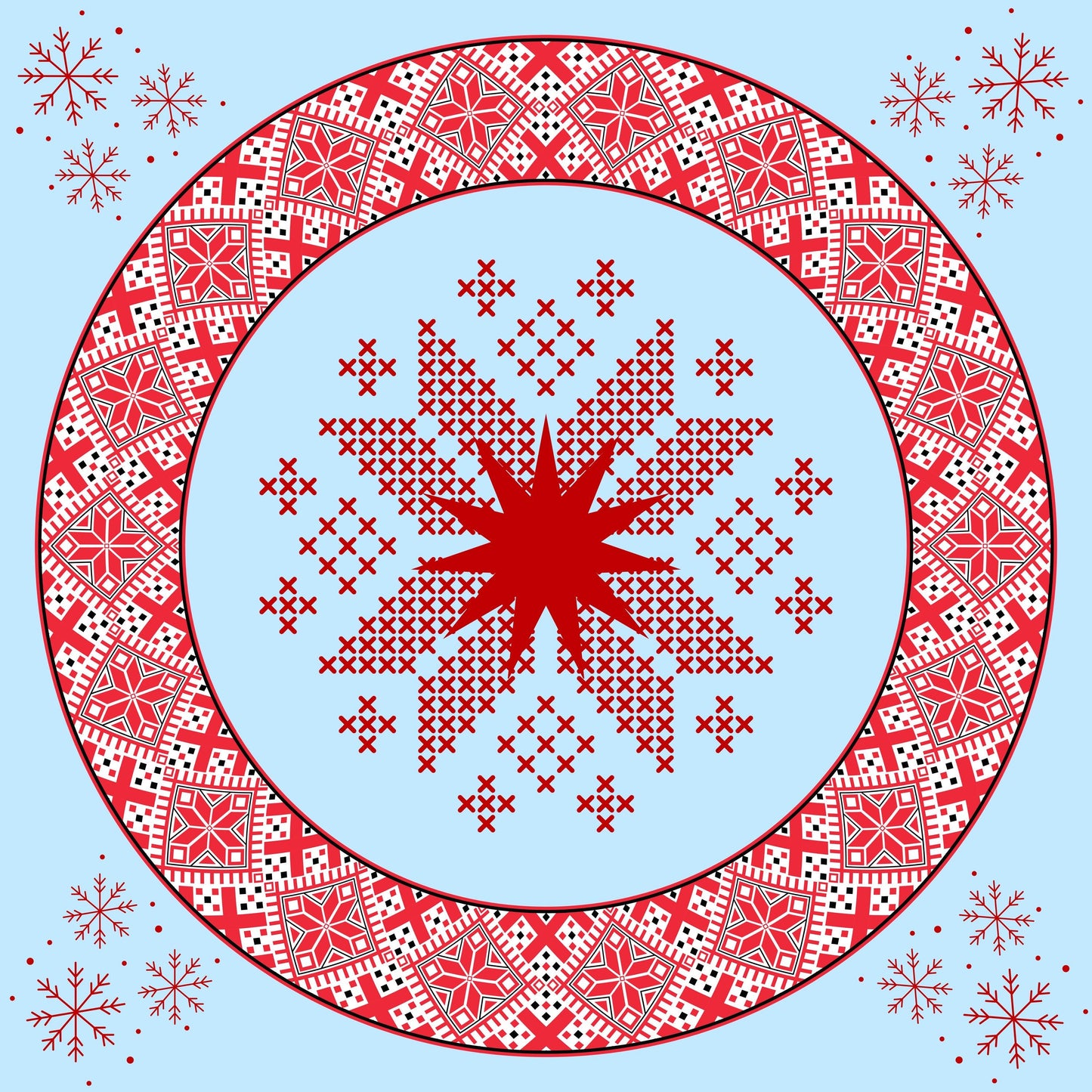 Fair Isle Snowflakes Mahjong Mat Tabletop