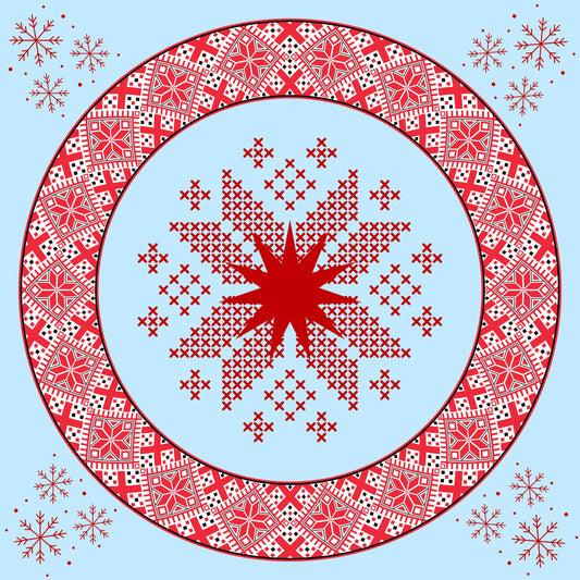 Fair Isle Snowflakes Mahjong Mat Tabletop (31.5-inch)