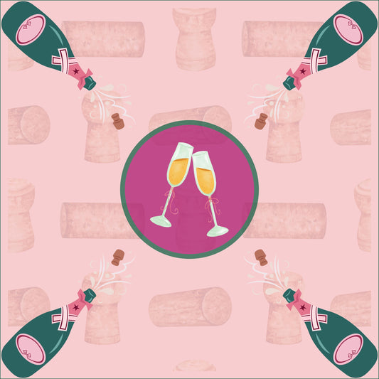 Champagne Toast Mahjong Mat: Non-Slip Polyester, 31.5" Square