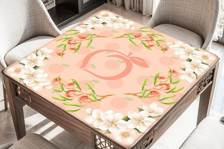 Georgia Peach Mahjong Mat: Mahj Game Tabletop (31.5-inch)