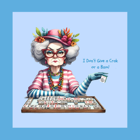 Old Lady Funny Mahjong Mat with Border
