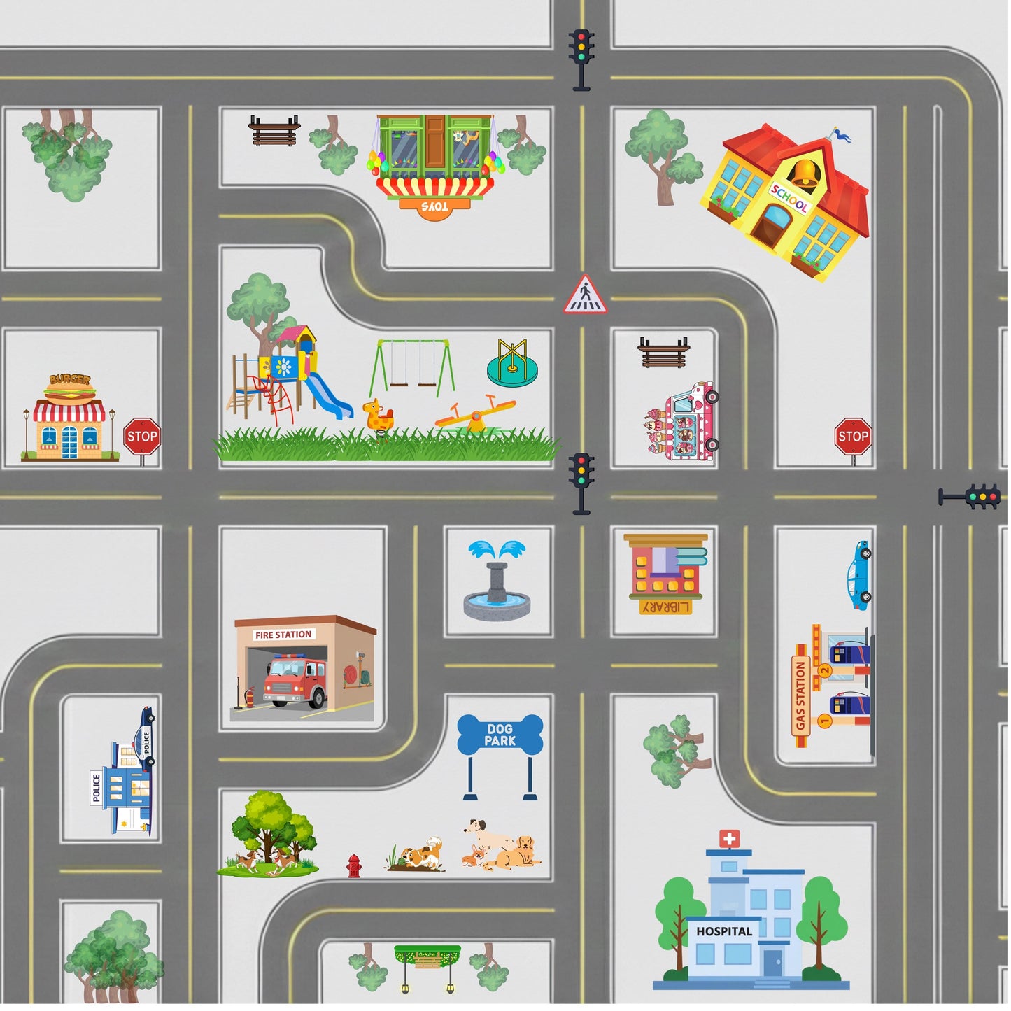 Race Car Neighborhood Game Play Mat Tabletop