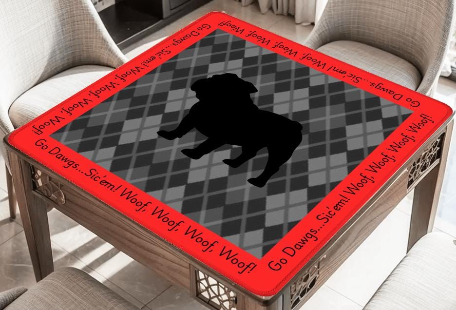 UGA Bulldogs Mahjong Mat: Mahj Game Tabletop (33.5")