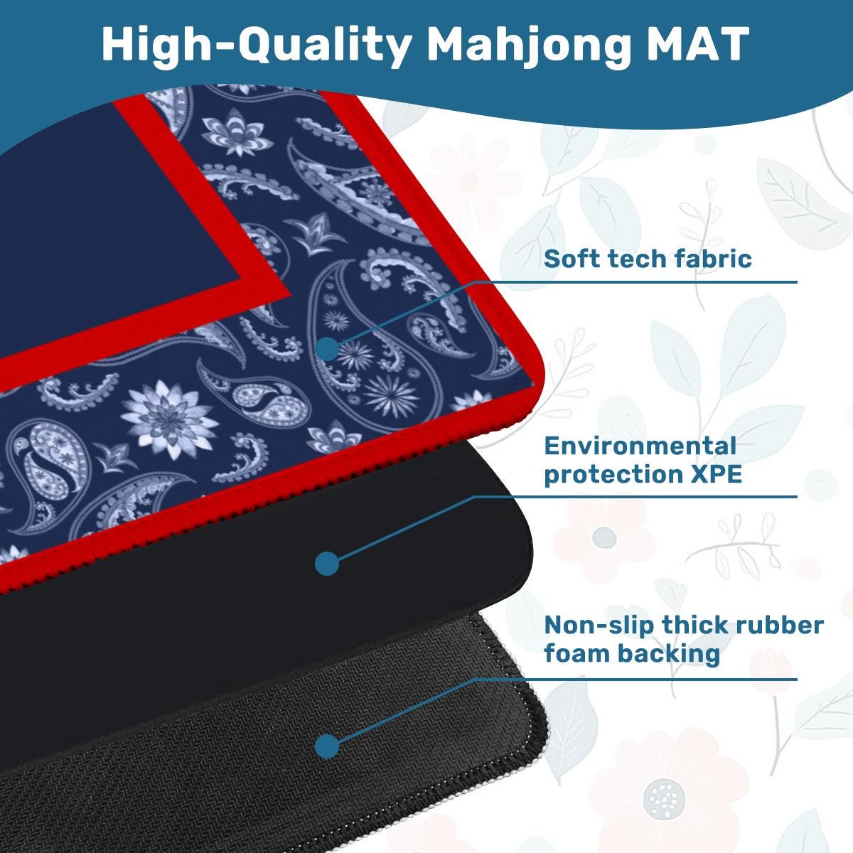 Red & Blue Paisley Bandana Mahjong Mat