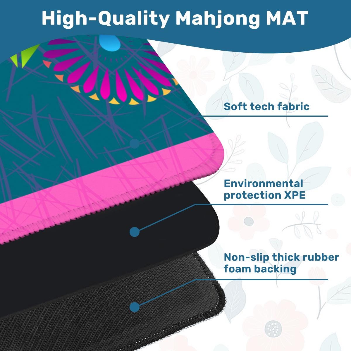 Teal and Pink Party Mahjong Mat