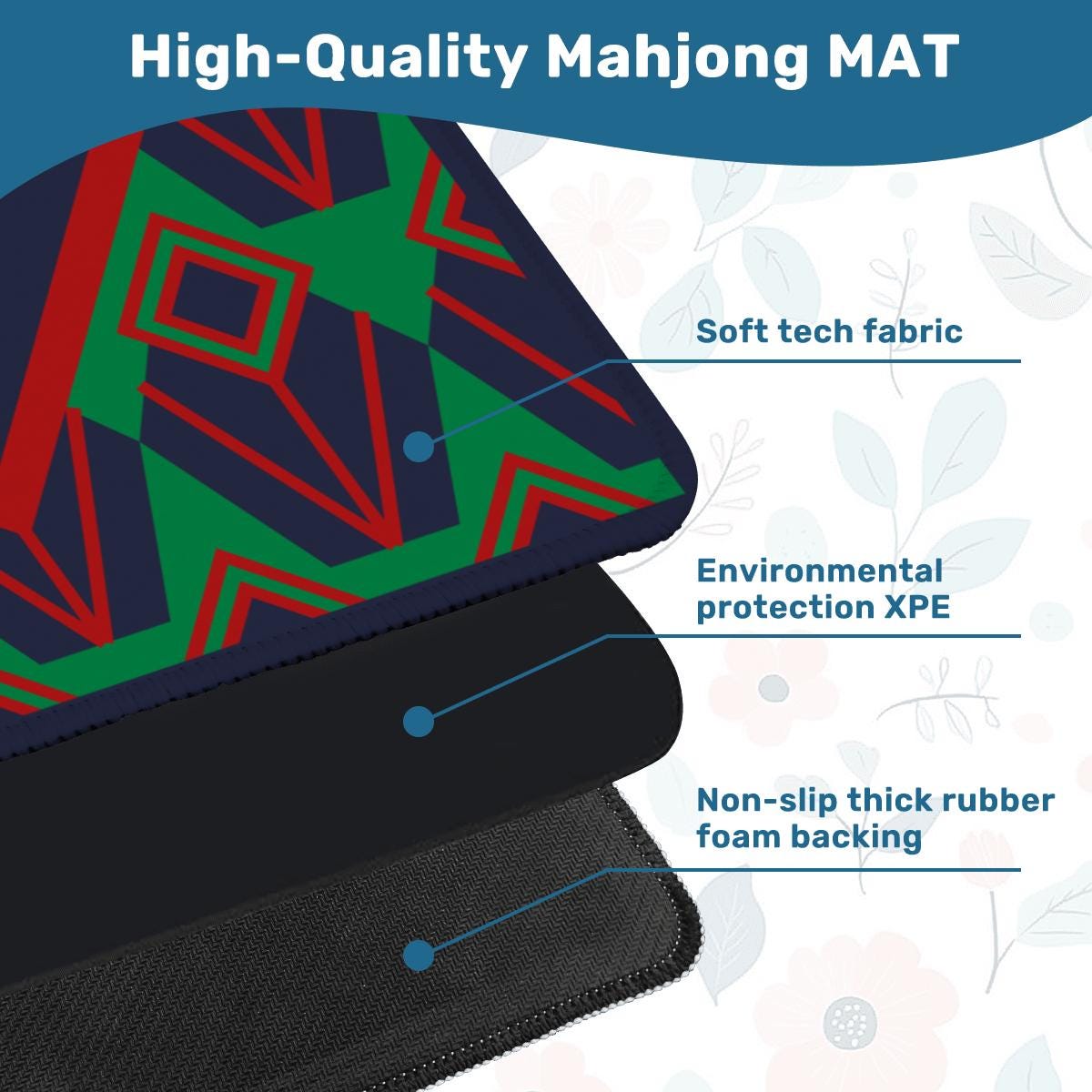 Dark Diamonds Mahjong Mat: Mahj Game Tabletop (31.5-inch)