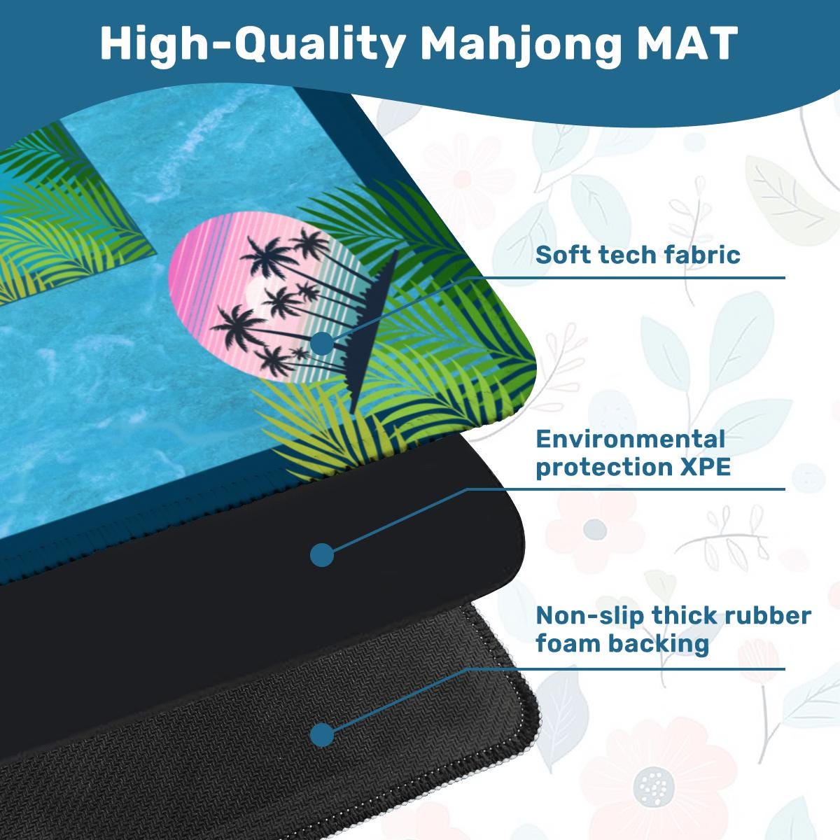 Surfs Up Travel Mahjong Mat: Mahj Game Tabletop (20.9-inch)