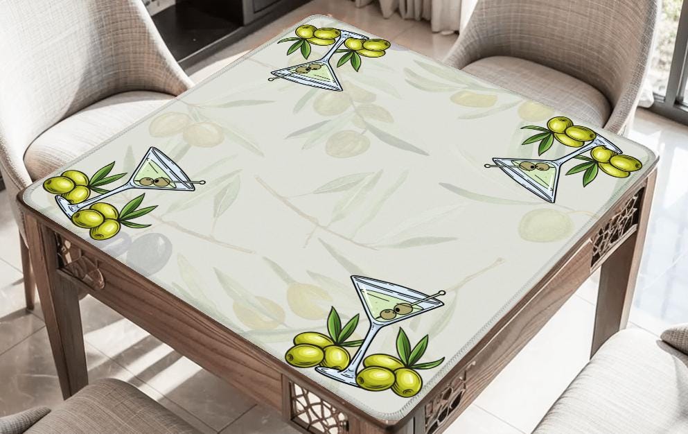 Martini Neutral Mahjong Mat: Mahj Game Tabletop (31.5-inch)