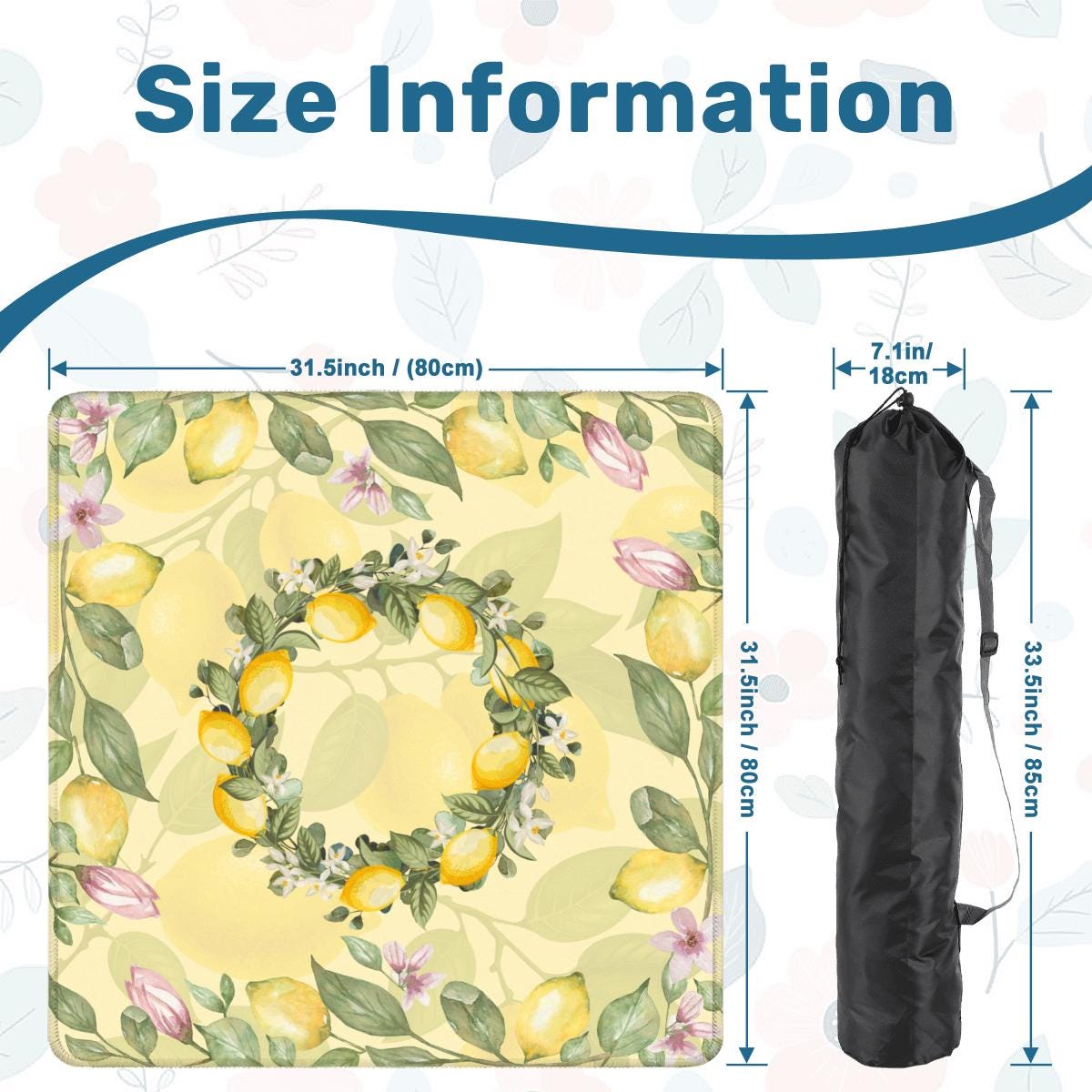 Lemons in the Sunshine Mahjong Mat: Mahj Game Tabletop (31.5-inch)