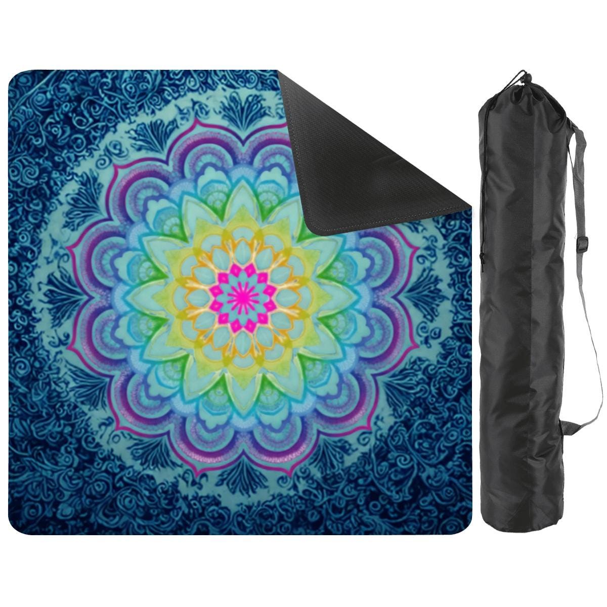 Mandala Mahjong Mat: Multi-Color Floral Mahj Game Tabletop (31.5-inch)