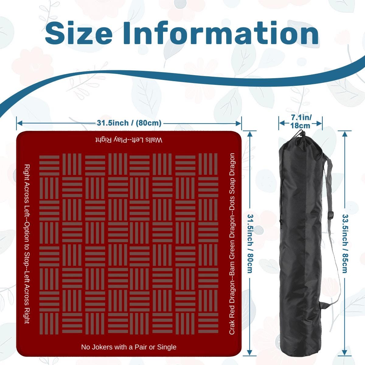 Checkerboard with Instructions Mahjong Mat: Mahj Game Tabletop (31.5-inch)