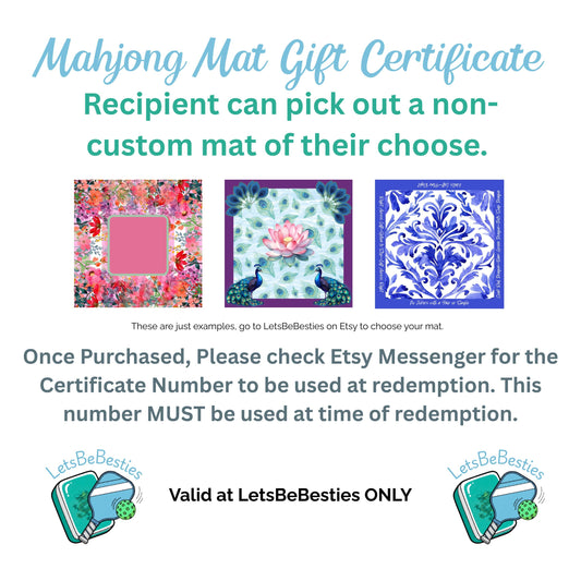 Gift Card Mahjong Mat value for a non-custom Mat