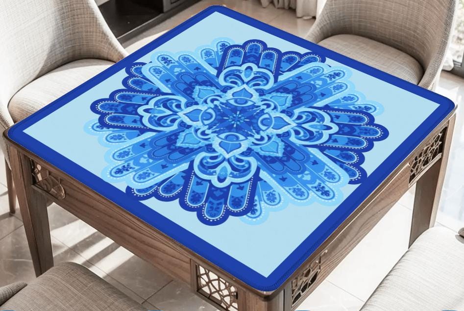 Blue Hamsa Mahjong Mat