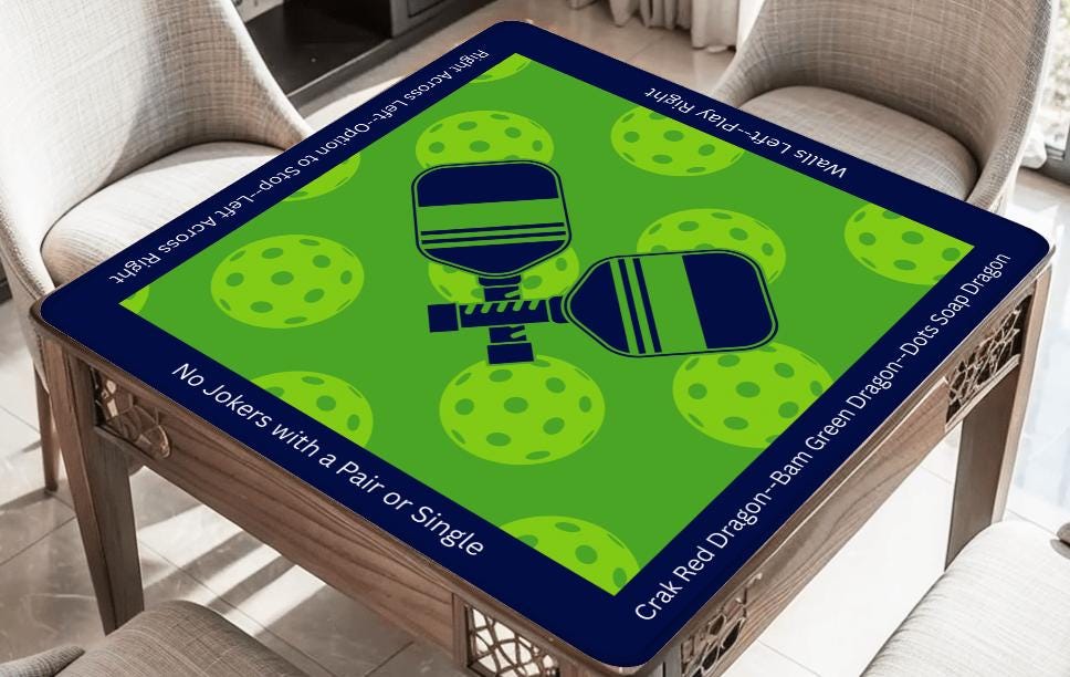 Pickleball with Directions Mahjong Mat: Mahj Game Tabletop (31.5-inch)