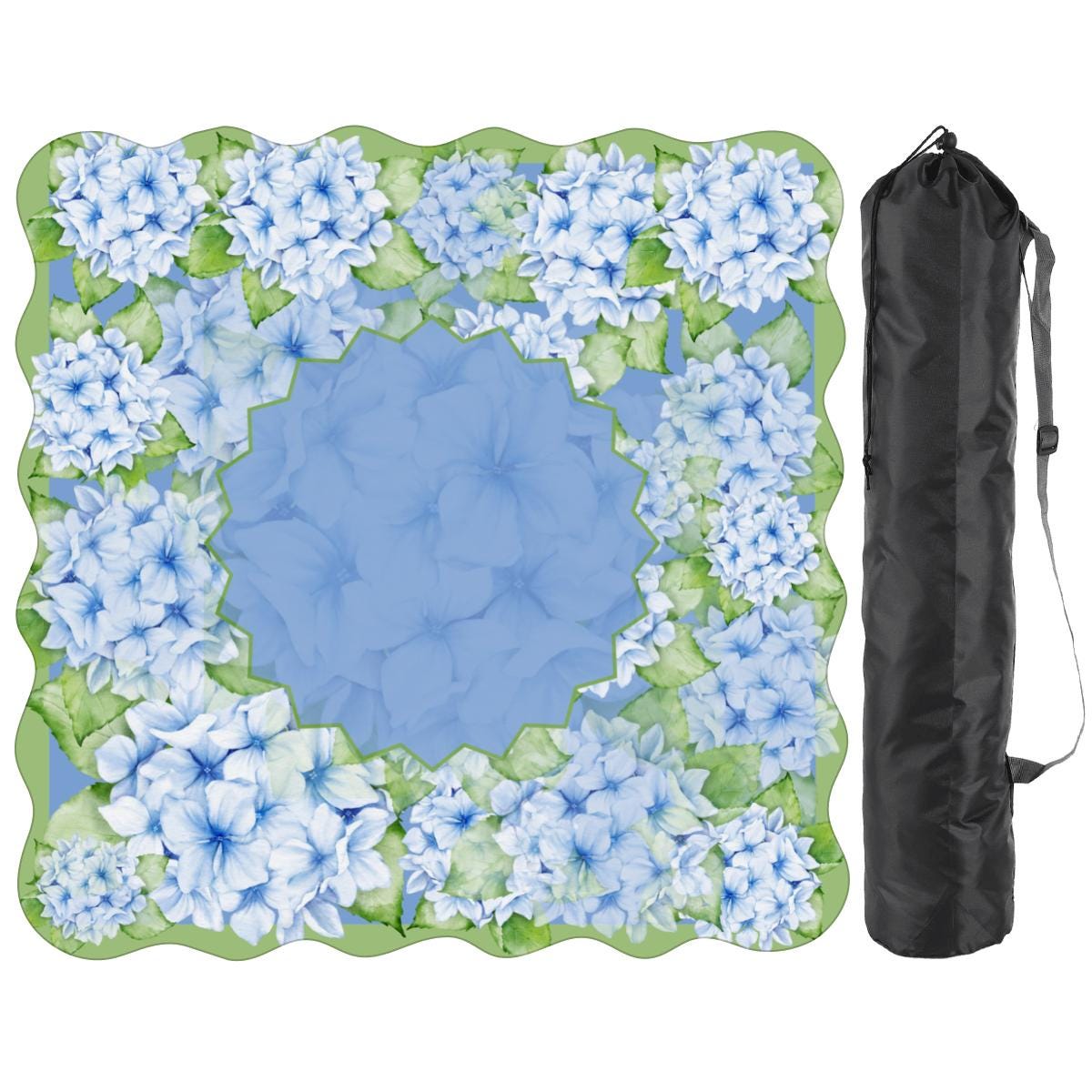 Scalloped Sea of Hydrangeas Mahjong Mat: Mahj Game Tabletop (31.5-inch)