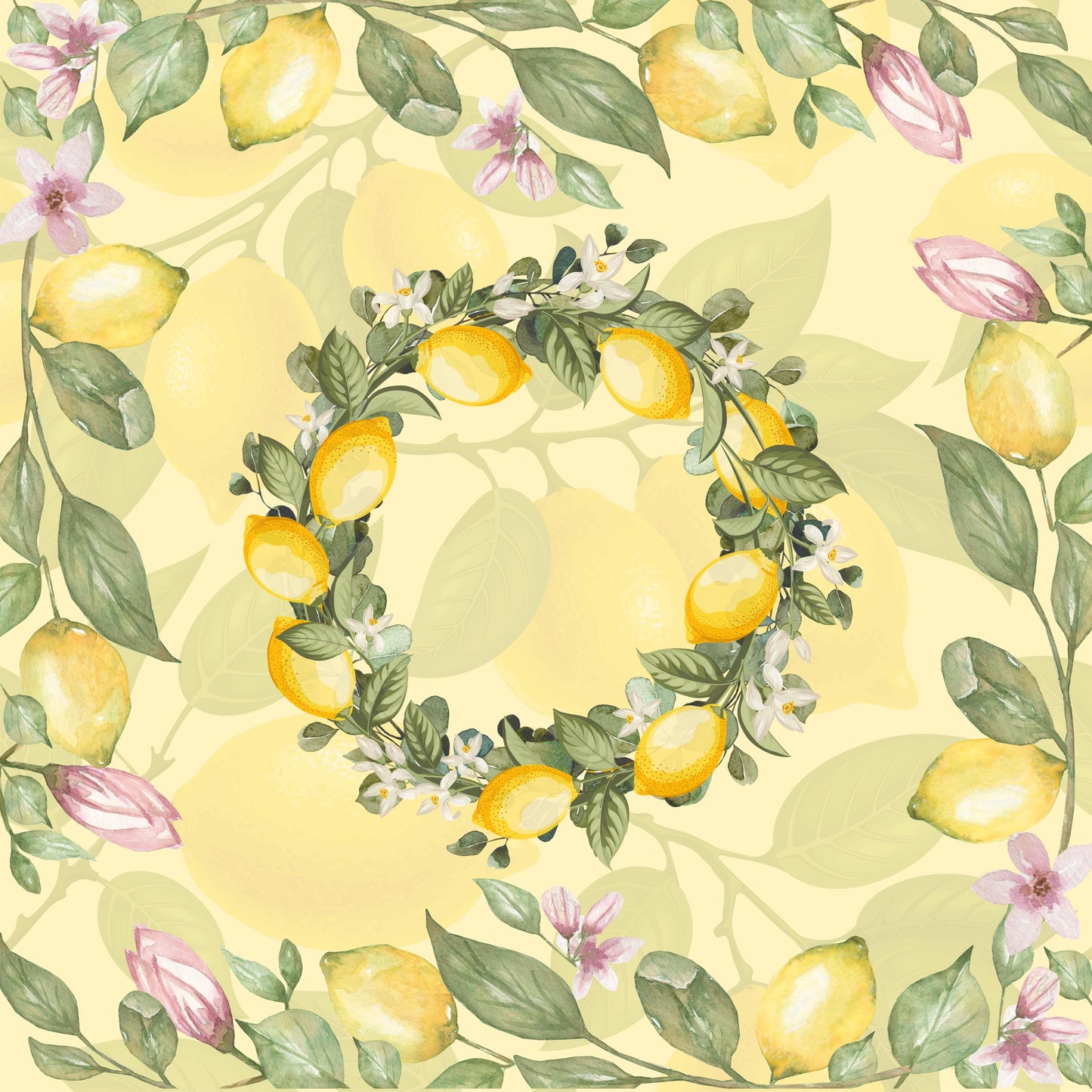 Lemons in the Sunshine Mahjong Mat: Mahj Game Tabletop (31.5-inch)