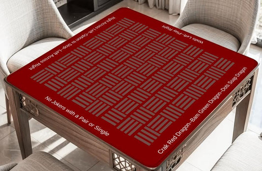 Checkerboard with Instructions Mahjong Mat: Mahj Game Tabletop (31.5-inch)