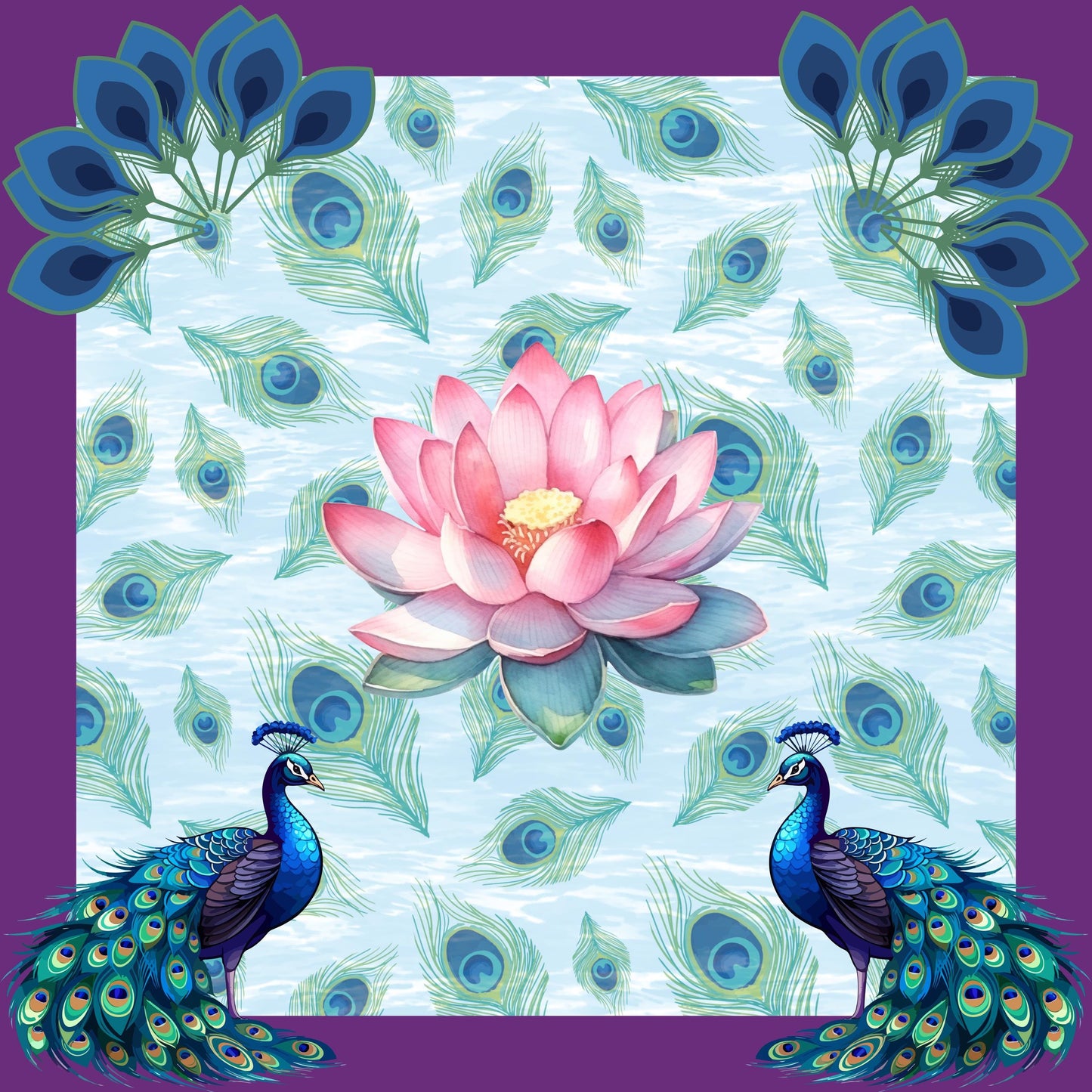Peacock and the Lotus Mahjong Mat