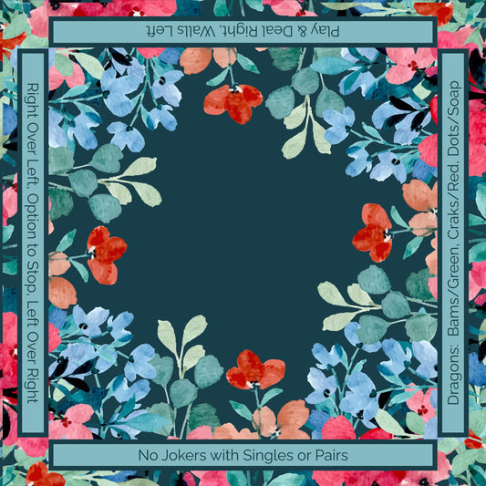 Ocean Florals with Directions Mahjong Mat Tabletop (31.5-inch)