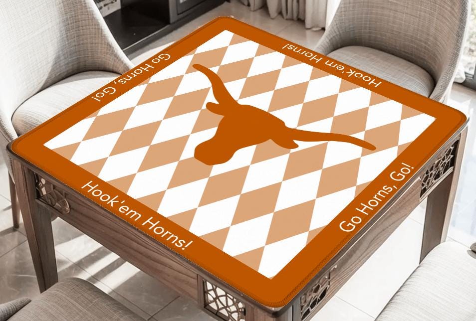 Texas Horns Mahjong Mat: Mahj Game Tabletop (31.5-inch)