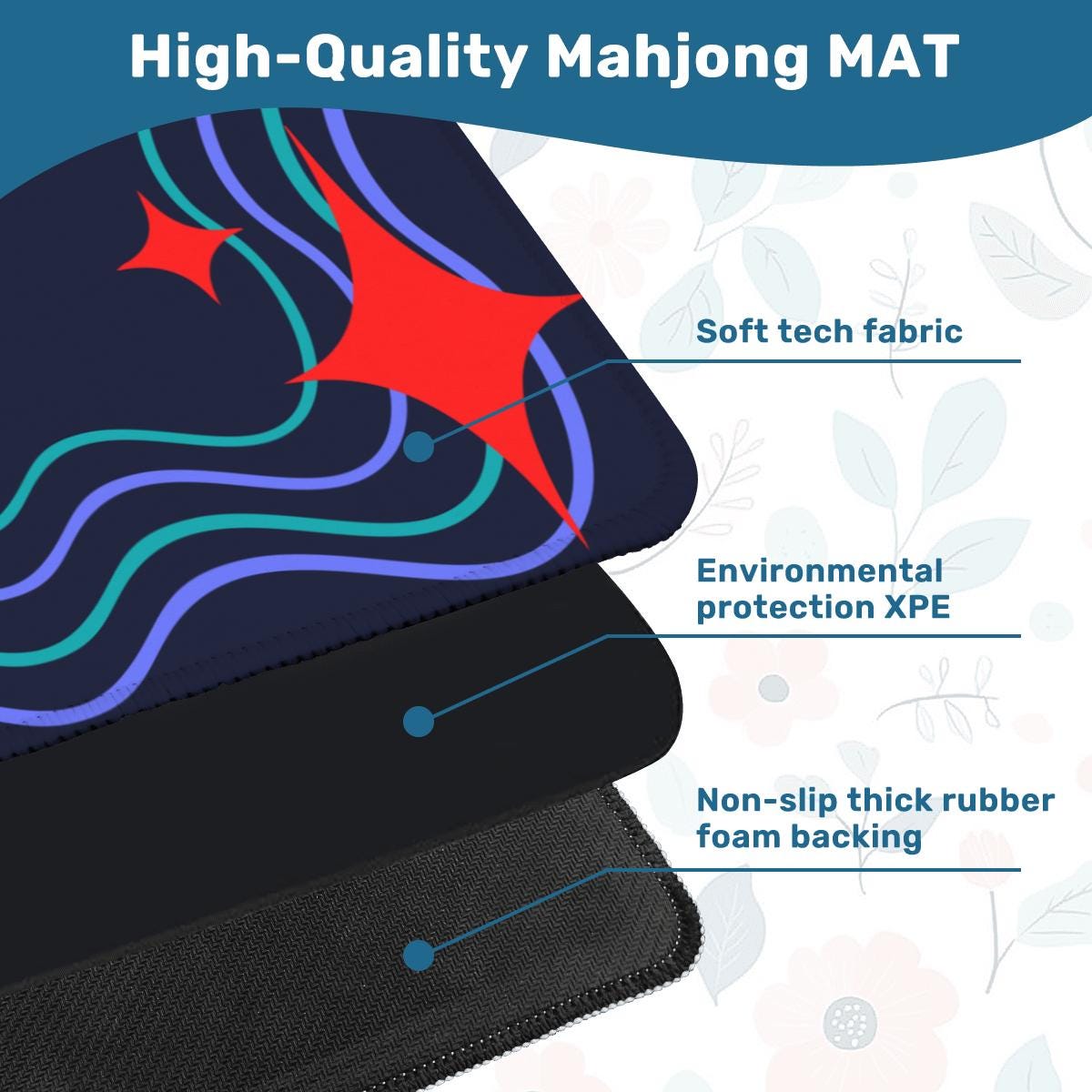 Navy and Red Pop Mahjong Mat