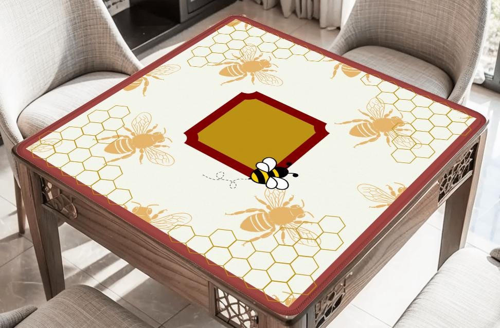 Honeycomb Deco Mahjong Mat: Mahj Game Tabletop (31.5-inch)