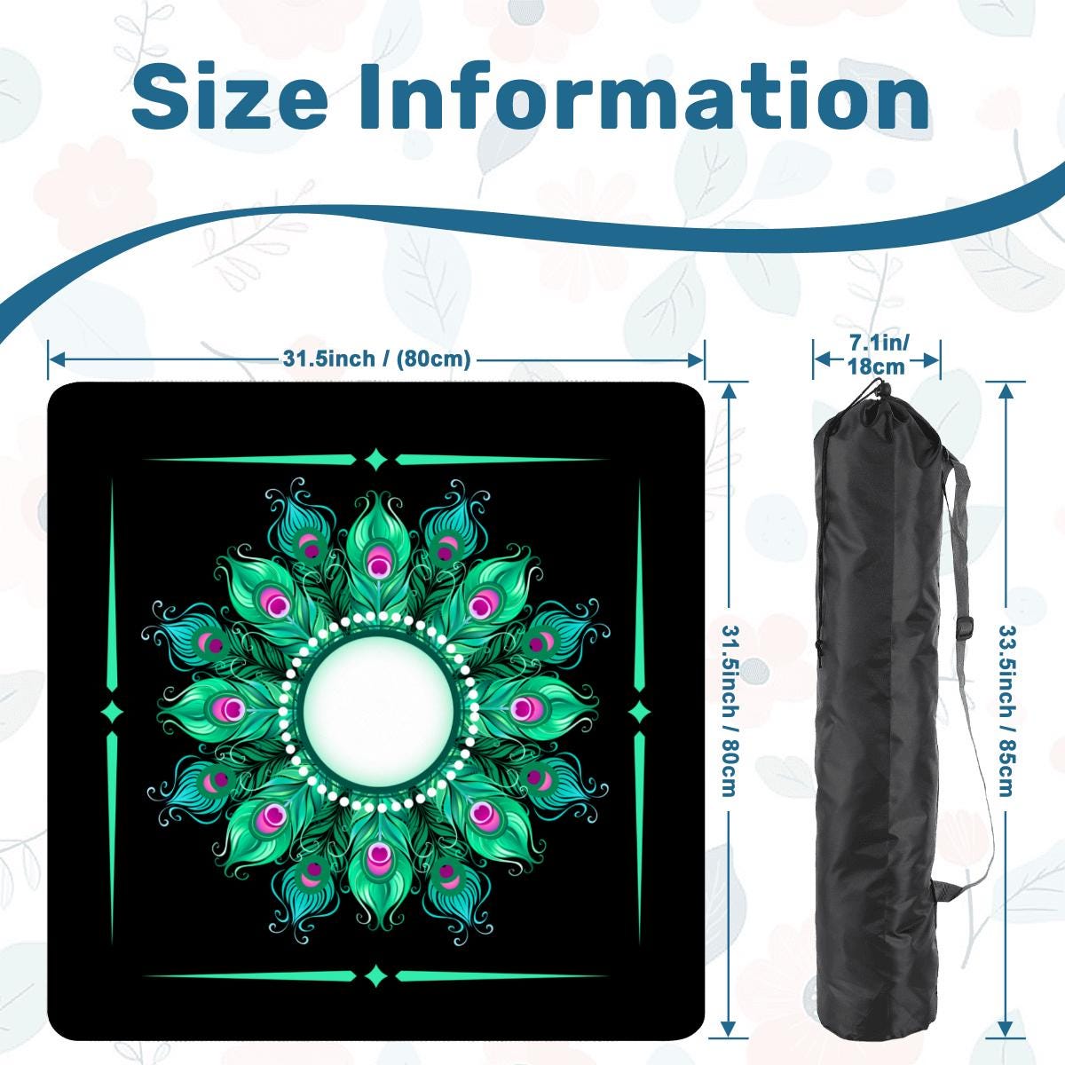 Black Peacock Circle Mahjong Mat: Mahj Game Tabletop (31.5-inch)