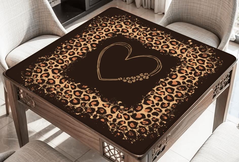Leopard Love Mahjong Mat: Mahj Game Tabletop (31.5-inch)