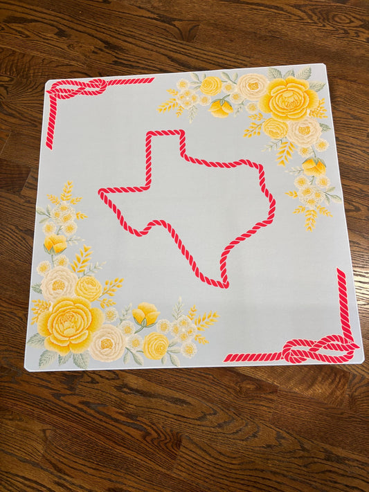 Texas Yellow Rose and Pink Celebration Mahjong Mat Tabletop (31.5-inch)