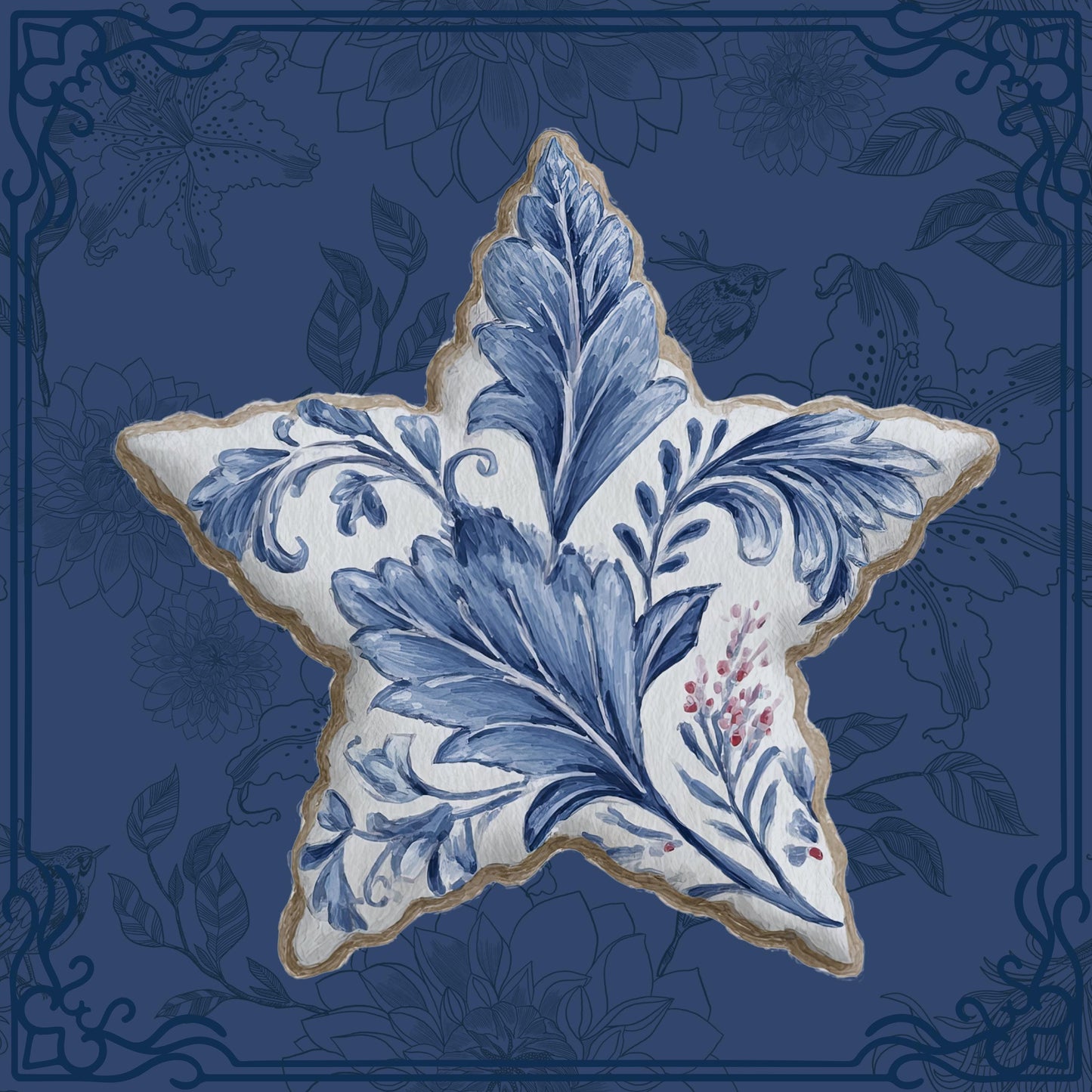 Chinoiserie Star Mahjong Mat: Mahj Game Tabletop (31.5-inch)