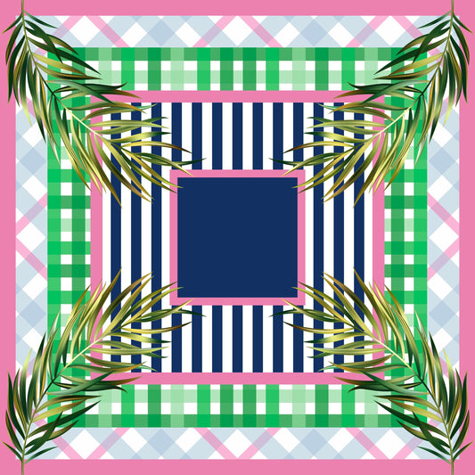 Preppy Palms Mahjong Mat: Mahj Game Tabletop (31.5-inch)