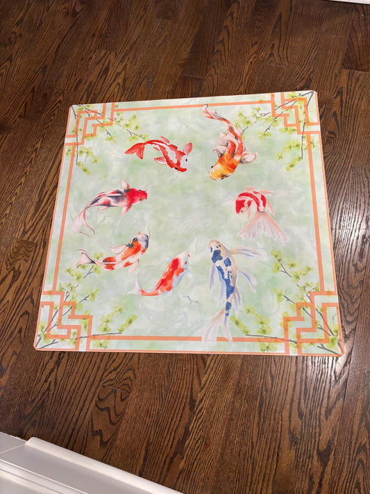 Koi Swimming Mahjong Mat: Mahj Game Tabletop (31.5-inch)