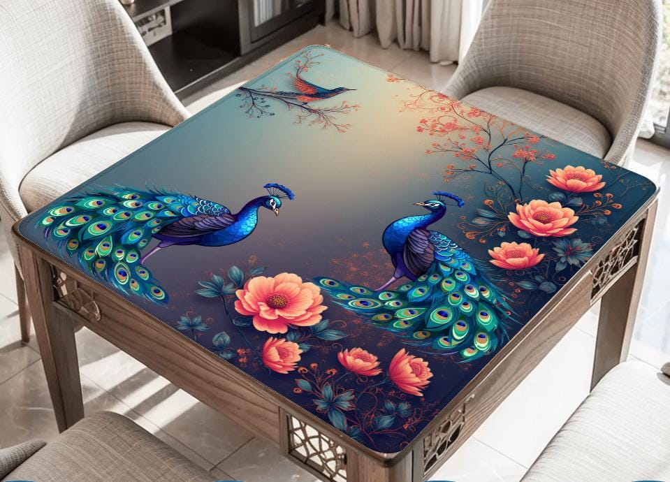 Peacocks in the Garden Mahjong Mat
