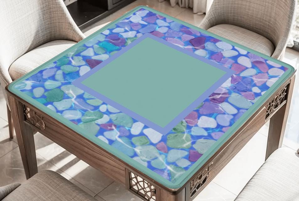 Sea Glass Mahjong Mat: Mahj Game Tabletop