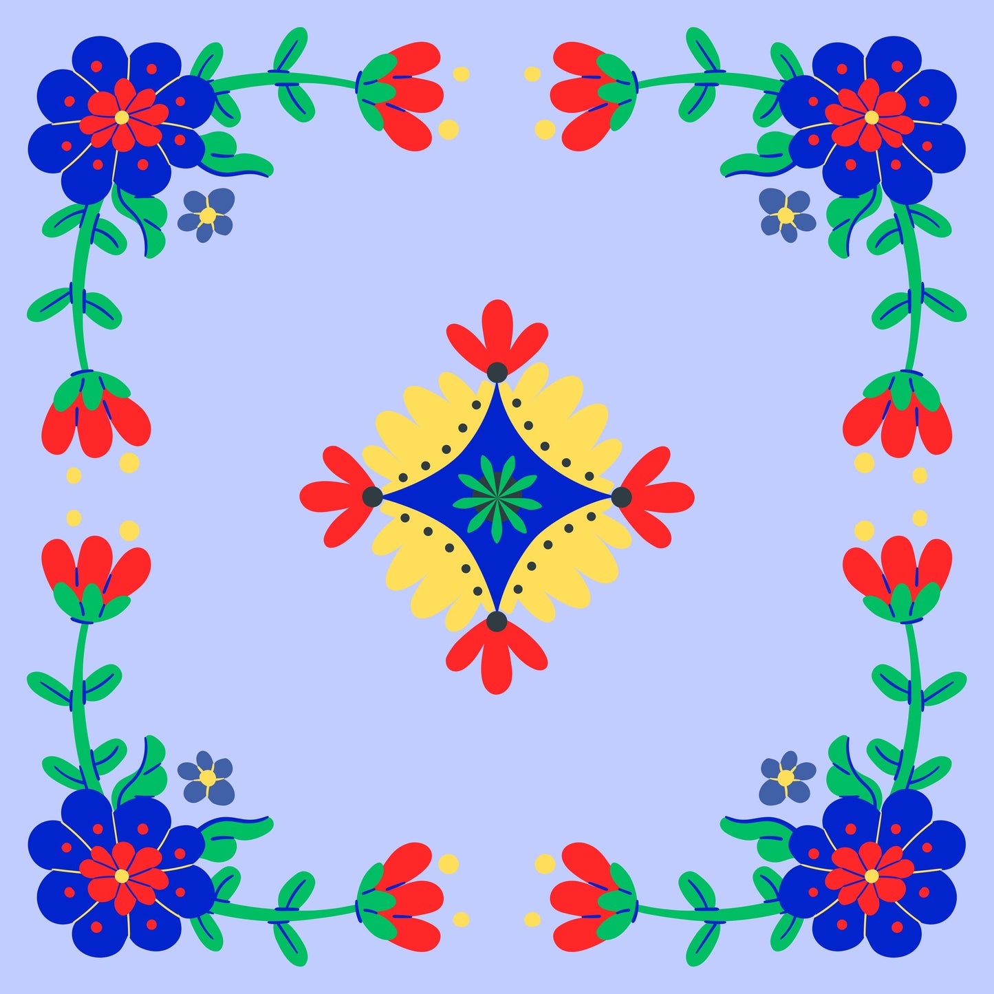 Primary Florals Mahjong Mat