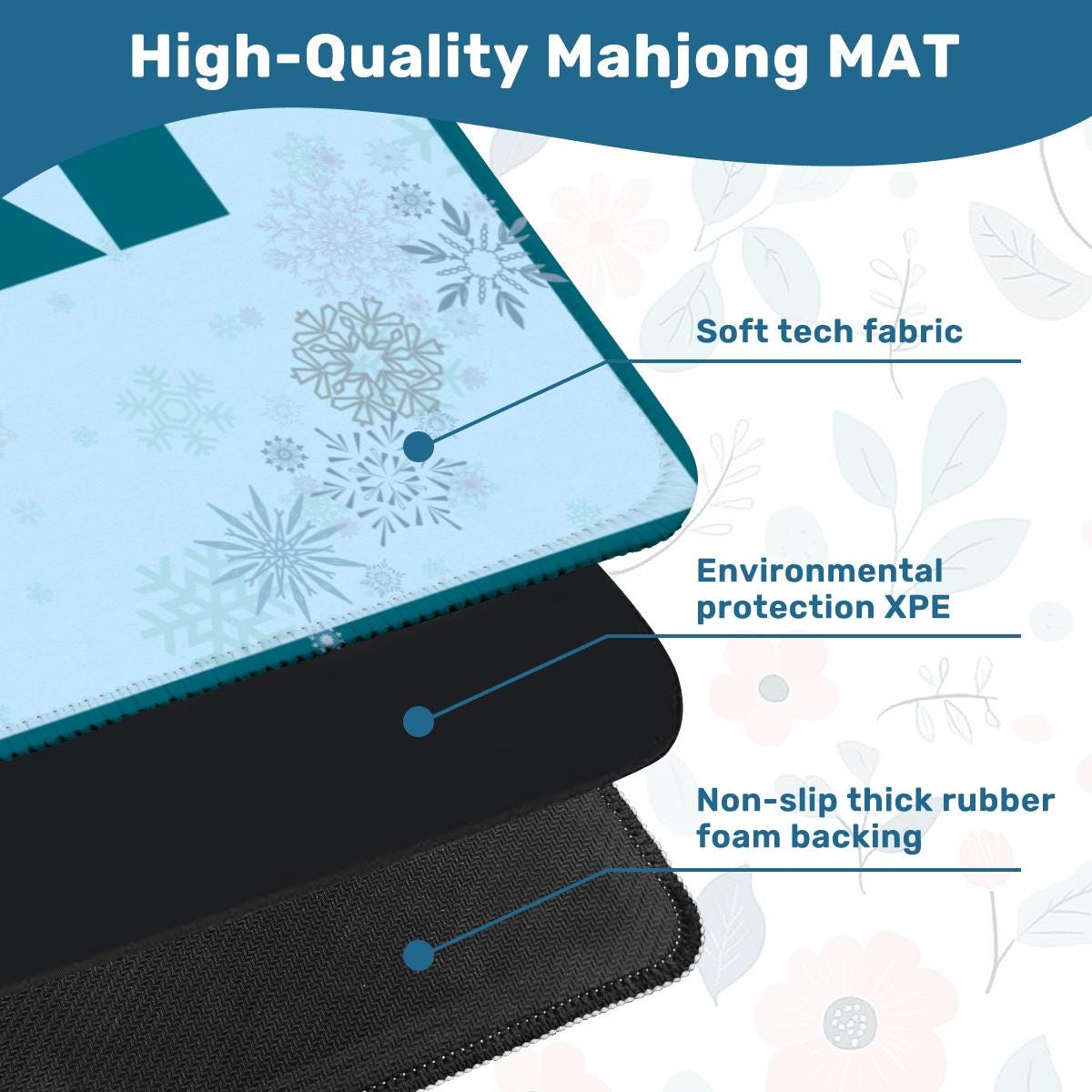 Apres Skiing in Teal Mahjong Mat: Mahj Game Tabletop (31.5-inch)