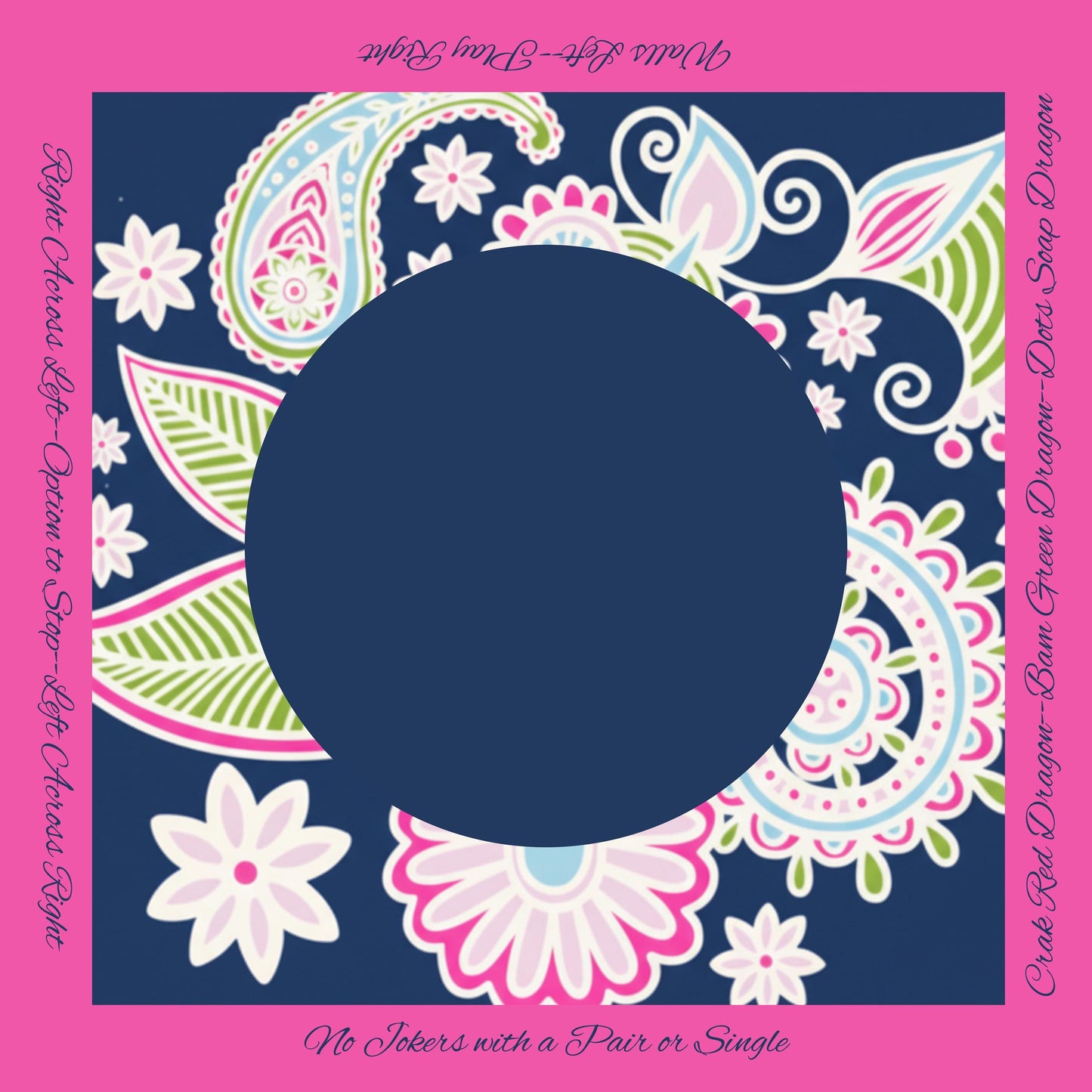 Pink Paisley Mahjong Mat with Printed Mahj Instructions: Non-Slip Polyester, 31.5" Square