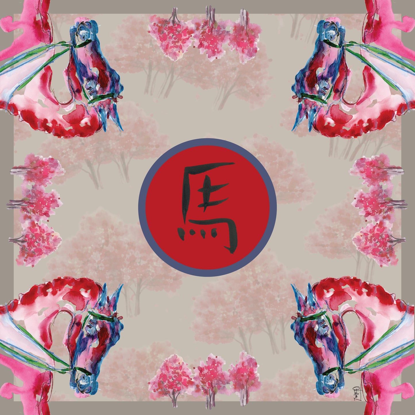 Year of the Horse Artist Collab Mahjong Mat: Mahj Game Tabletop (33-inch)