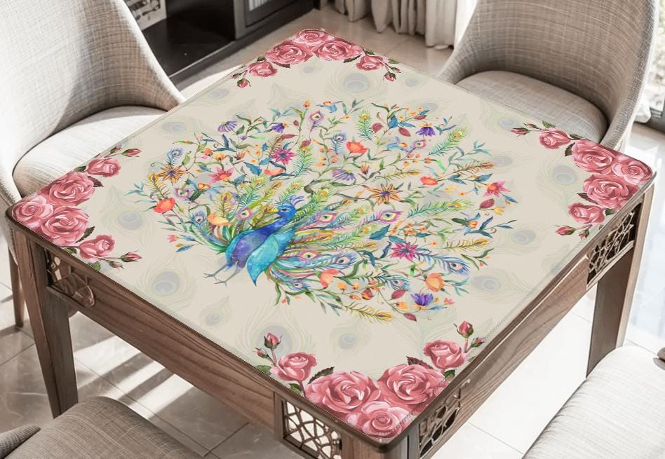 Peacock Rose Mahjong Mat