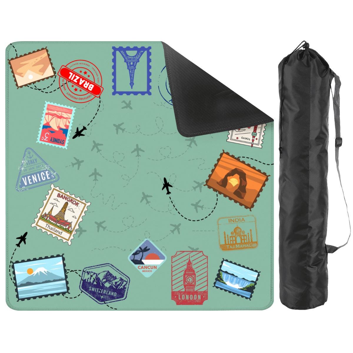 Travel Stamps Travel Mahjong Mat: Mahj Travel-size  (20.95-inch)